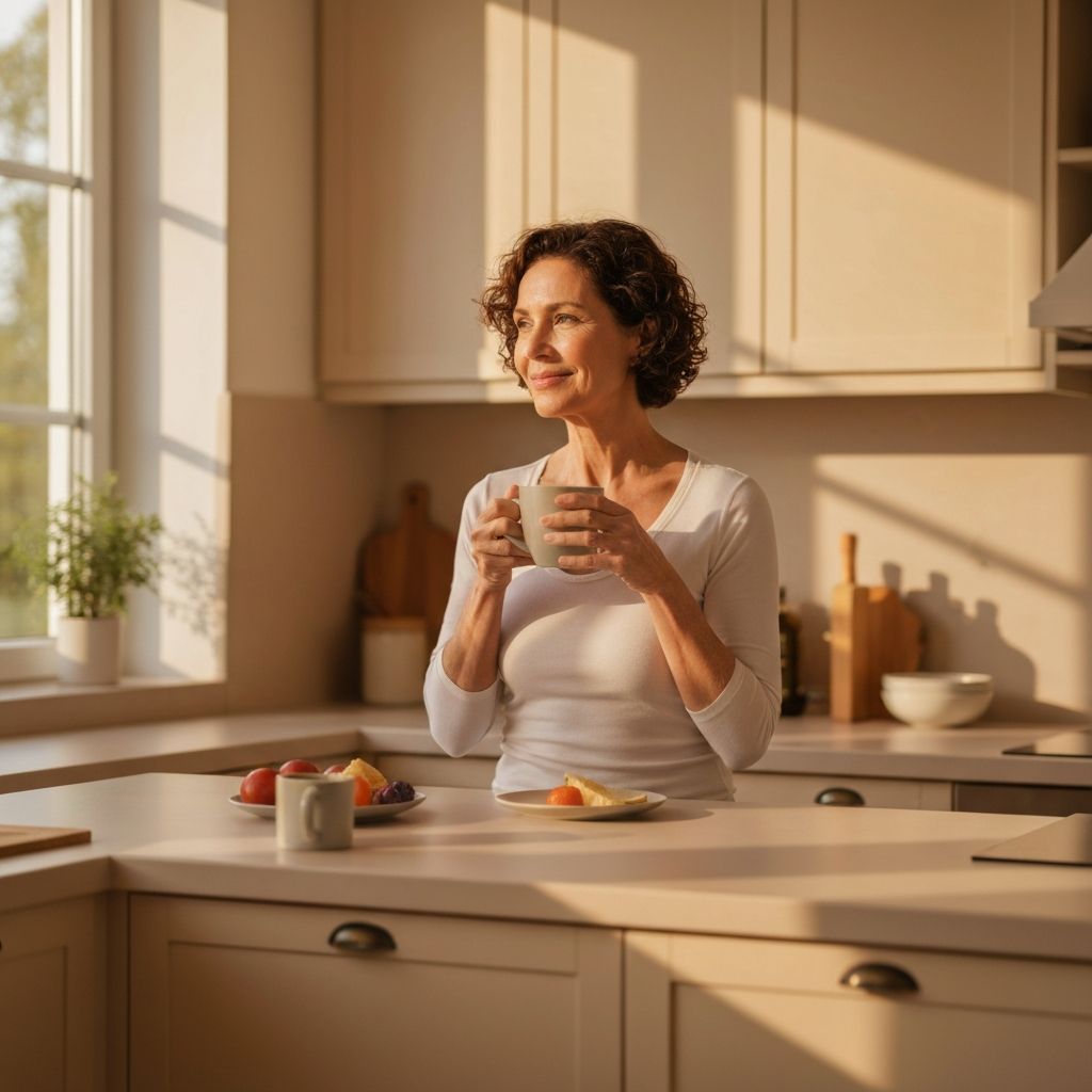 Peaceful moment with tea and healthy eating